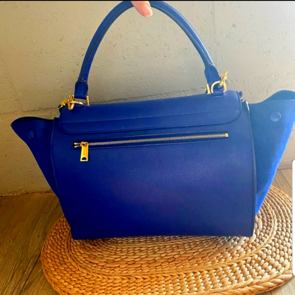 Celine trapeze royal blue leather purse - Picture 2 of 11